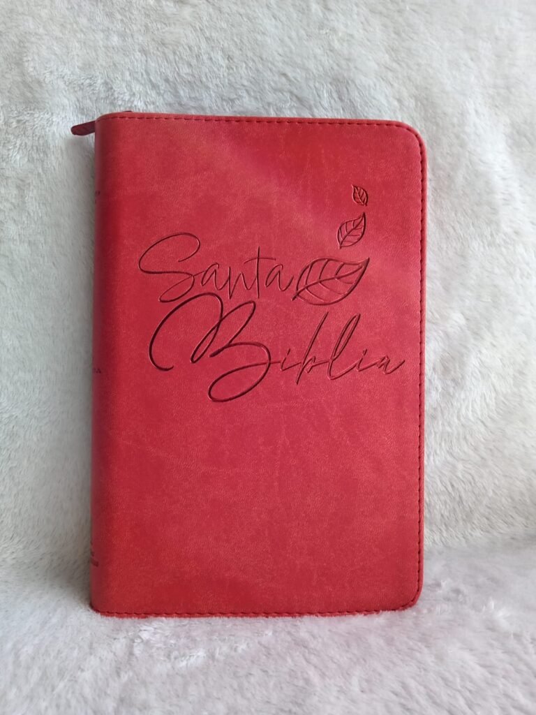 Biblia Reina Valera Con Cierre Color Rojo fondo